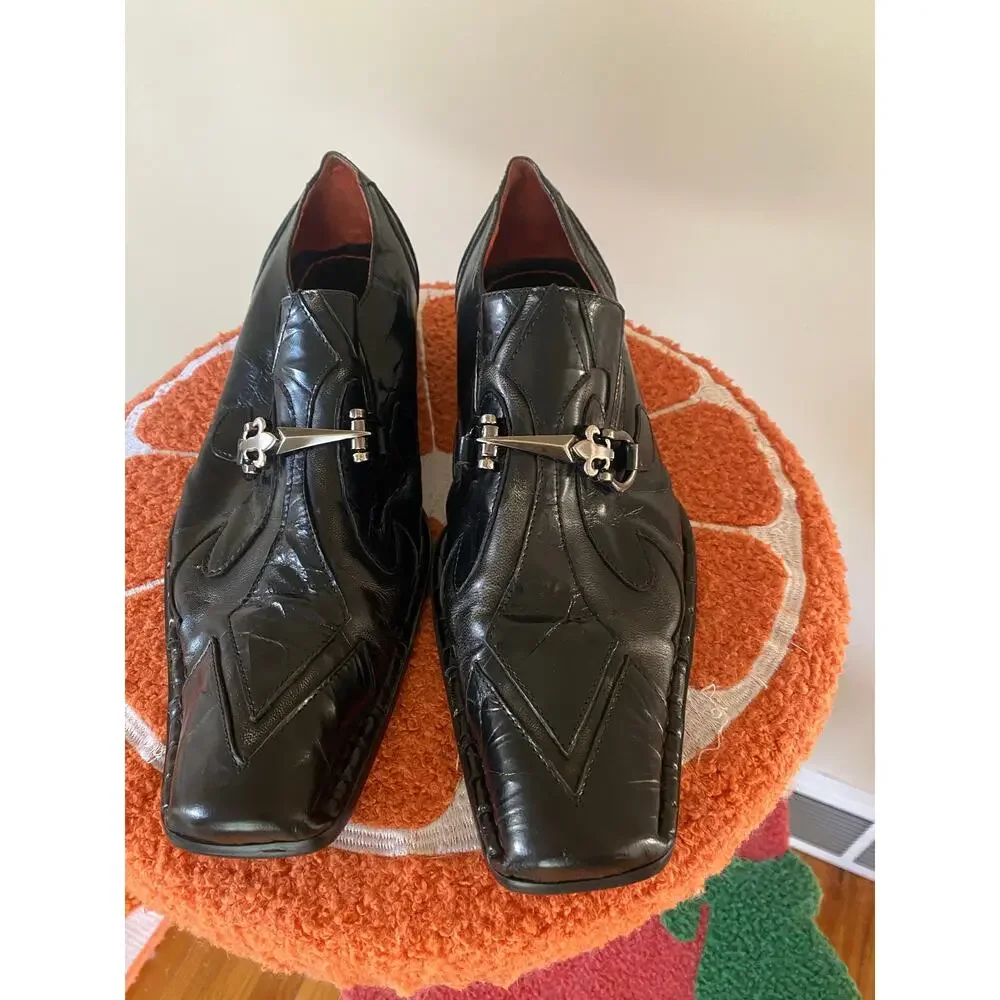 Robert Wayne Black Leather Horsebit Square-Toe Loafers Shoes Size 11